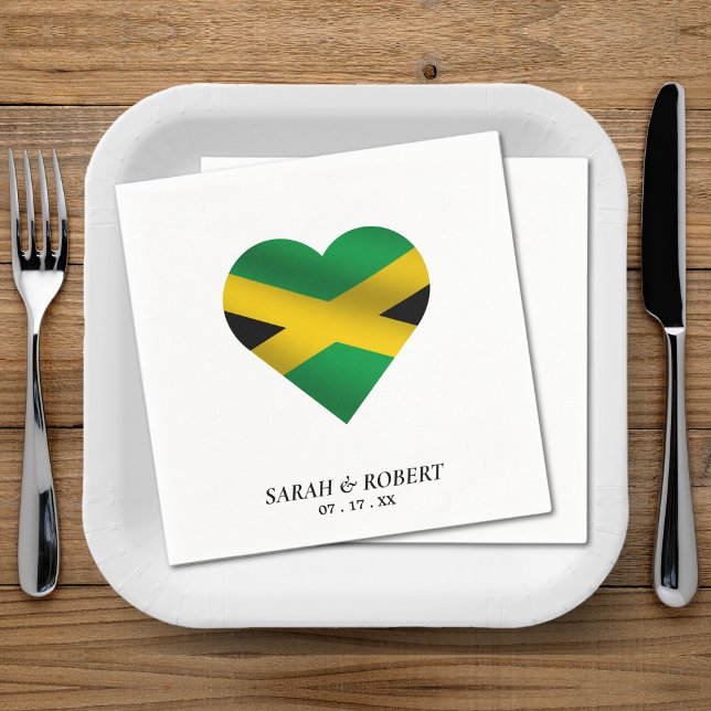 Jamaica Jamaica Flag Heart Wedding Serviette (Jamaica Jamaican Flag Heart Wedding Napkins)