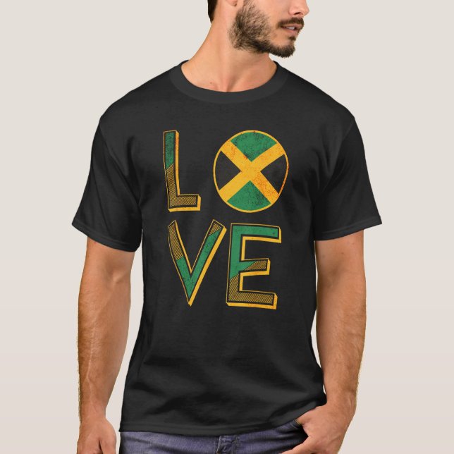 Jamaica Jamaican Flag Love Fan T-Shirt (Vorderseite)