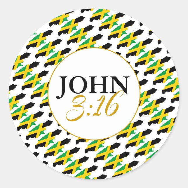 JAMAICA John 3:16 Christlich Runder Aufkleber (Vorderseite)