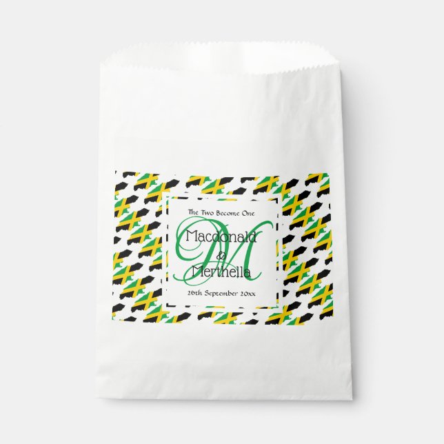 JAMAICA Monogram Custom Wedding Paper Geschenktütchen (Vorderseite)