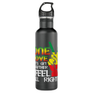 Jamaica One Liebe Reggae Caribbean Music Pride Fla Edelstahlflasche