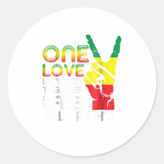 Jamaica One Liebe Reggae Caribbean Music Pride Fla Runder Aufkleber (Vorderseite)