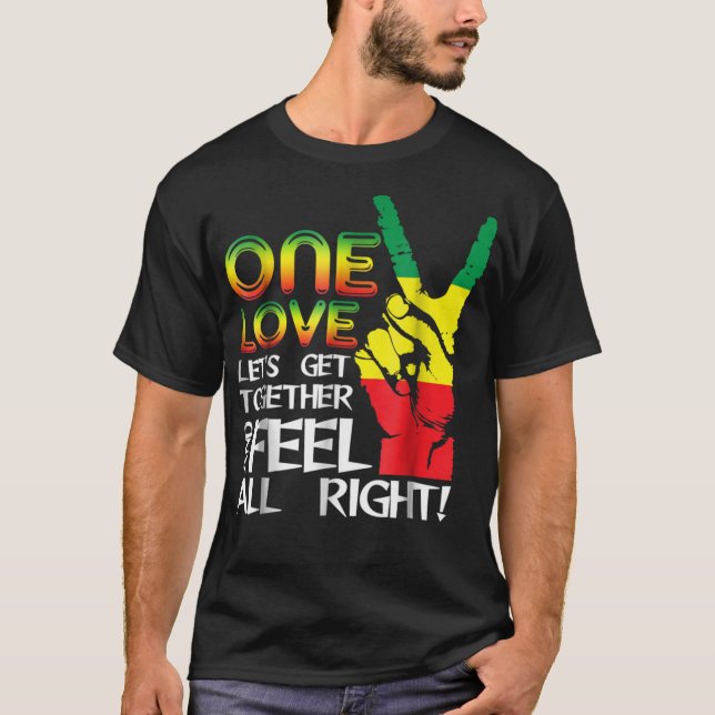 Jamaica One Liebe Reggae Caribbean Music Pride Fla T-Shirt (Vorderseite)