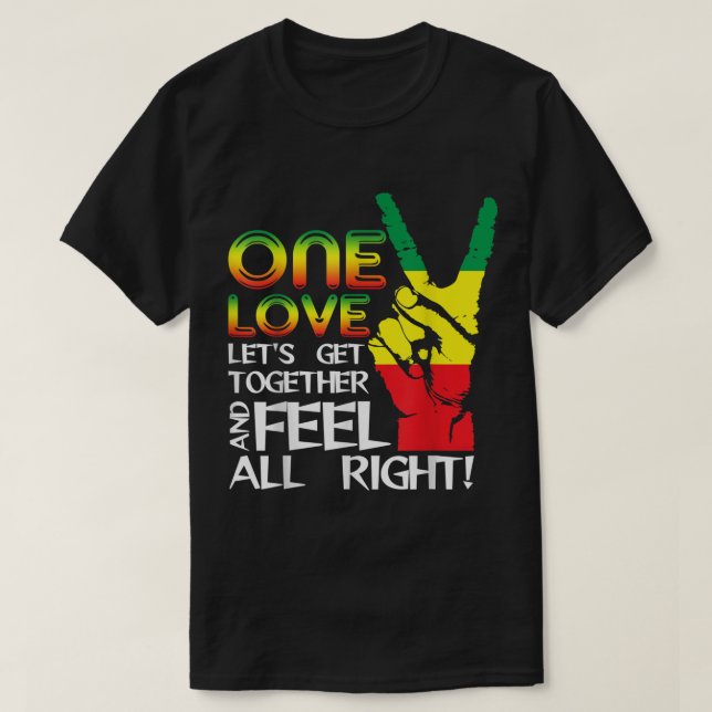 Jamaica One Liebe Reggae Caribbean Music Pride Fla T-Shirt (Design vorne)