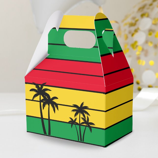 Jamaica Rasta Colors Island Palmen Geschenkschachtel (jamaica beach palm tree Jamaican rasta colors favor box)