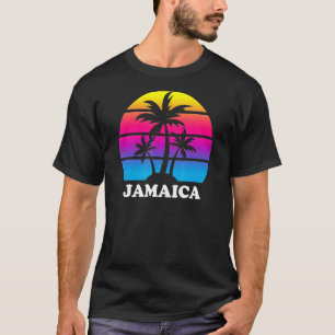 Jamaica Retro Palm Tree Sunset Karibik Urlaub T-Shirt