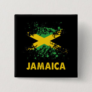 Jamaica Retro Wasserfarben Jamaikanische Flagge Button