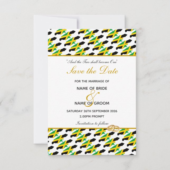 JAMAICA Rett Date Wedding Celebration Einladung (Vorderseite)