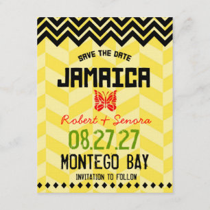 JAMAICA Save the Date Leinenpapier