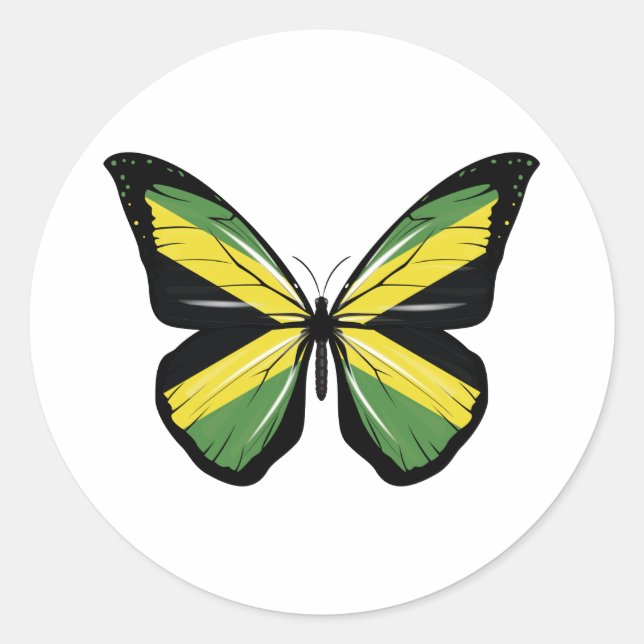 Jamaica-Schmetterlingsflagge Runder Aufkleber (Vorderseite)