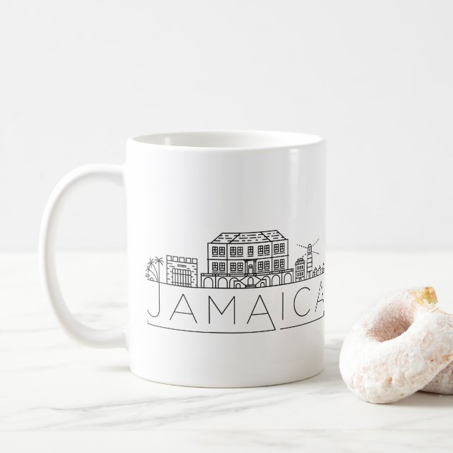 Jamaica Skyline Stylized Skyline Coffee Tasse (Mit Donut)