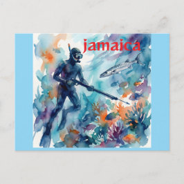Jamaica spearfishing postkarte