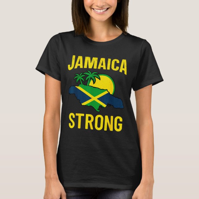 Jamaica Strong I Love Jamaican Flag Heart Women Me T-Shirt (Vorderseite)