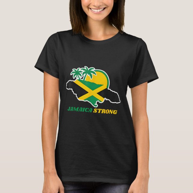 Jamaica Strong I Love Jamaican Flag Heart Women Me T-Shirt (Vorderseite)