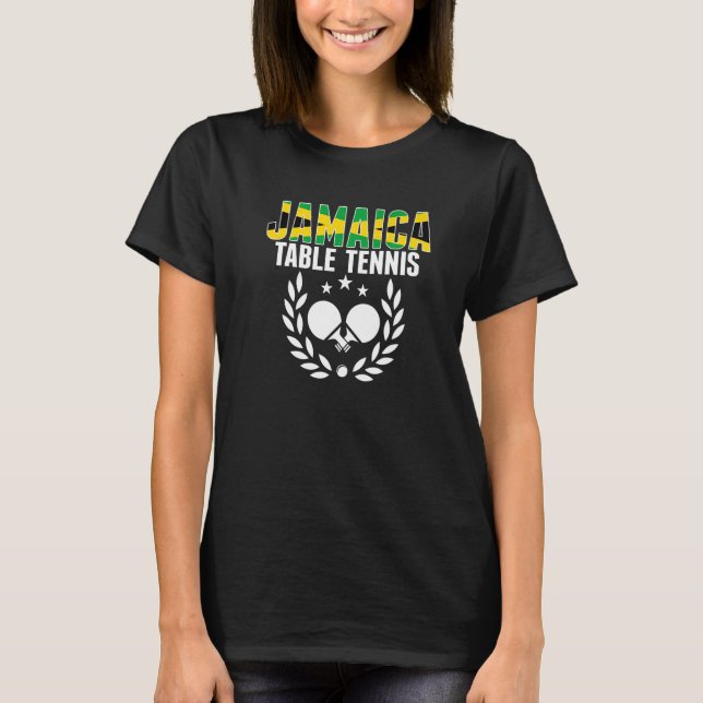 Jamaica Table Tennis Jamaican Ping Pong Unterstütz T-Shirt (Vorderseite)