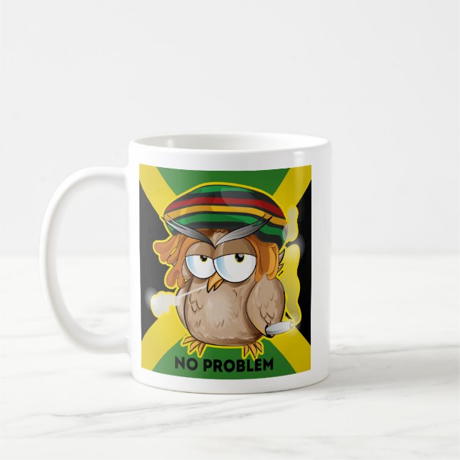 Jamaica-Tasse, kein Problem mit Funny Owl in Rasta Kaffeetasse (Links)