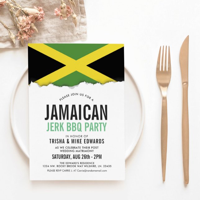 Jamaica Themed Cuisine | Party Flag Einladung Weiß (Von Creator hochgeladen)