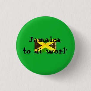 Jamaica to the world Jamaican flag green Button