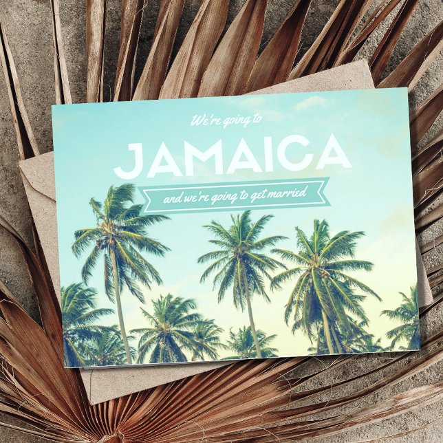 Jamaica Tropical Beach Wedding rettet die Termine Ankündigungspostkarte (Von Creator hochgeladen)