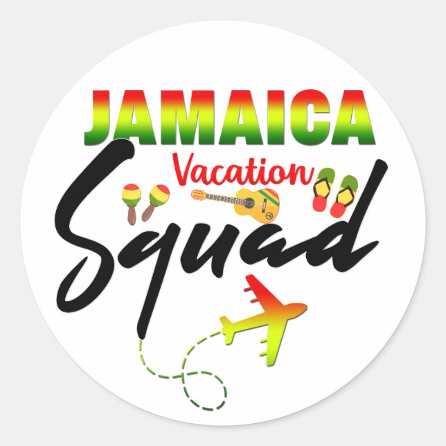 Jamaica Vacation Squad Group Matching Reggae Runder Aufkleber (Vorderseite)