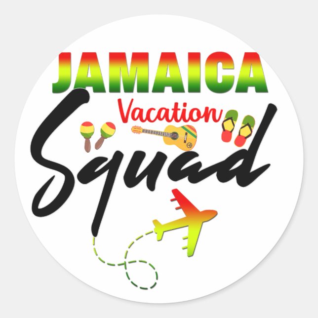 Jamaica Vacation Squad Group Matching Reggae Runder Aufkleber (Vorderseite)
