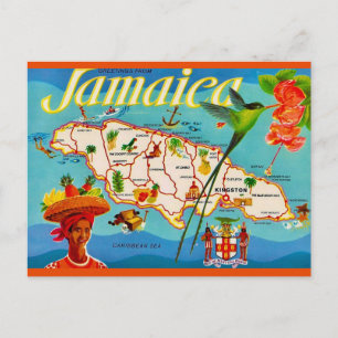 Jamaica Vintag Map Postcard Postkarte