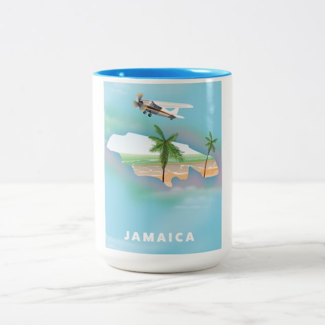 Jamaica Vintage Reiseplakat Zweifarbige Tasse (Mittel)
