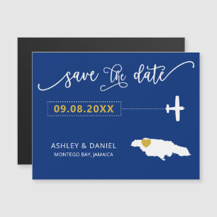 Jamaica Wedding Save the Date Card, Map Magneteinladung