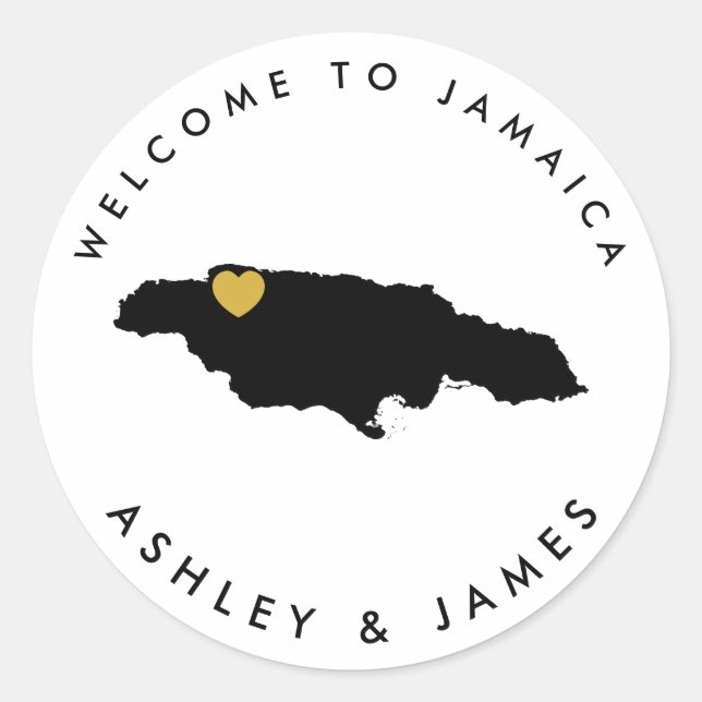 Jamaica Wedding Welcome Sticker for Box, Bag (Vorderseite)