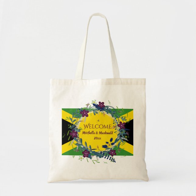 JAMAICA WEDDING WICOME Zielort Floral Tragetasche (Vorne)