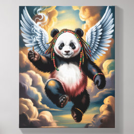 Jamaican Angel Panda in the sky on a Leinwand Fotofliese