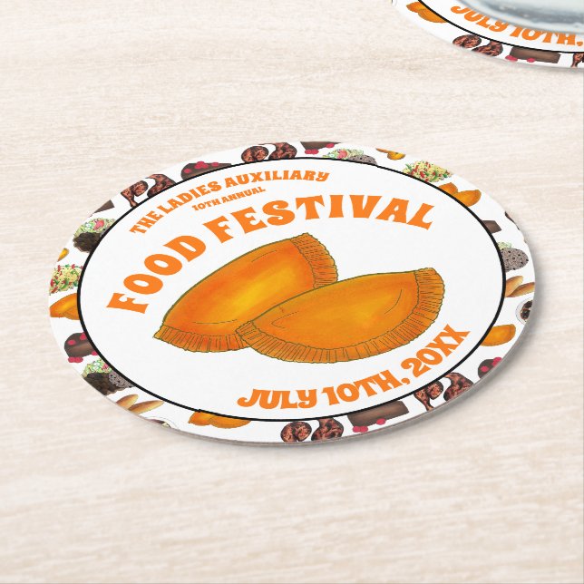 Jamaican Beef Patty Food Fest Karibik Küche Runder Pappuntersetzer (Angewinkelt)