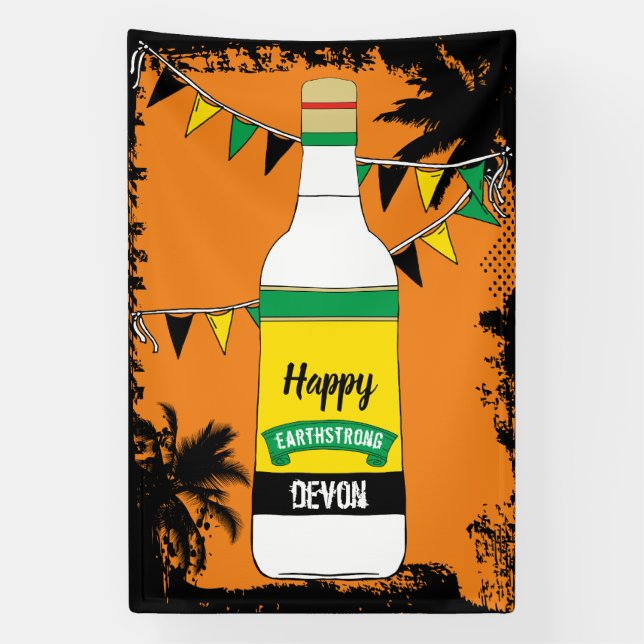 Jamaican Birthday Happy Earthstrong Rum Flasche Banner (Vertikal)