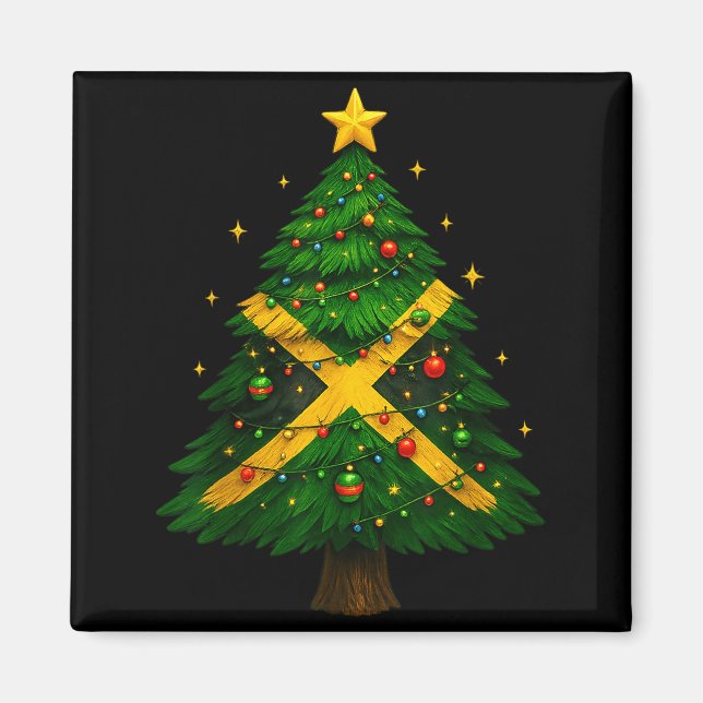Jamaican Christmas Tree Design, Festive Holiday Gr Magnet (Vorne)