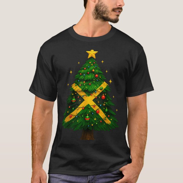 Jamaican Christmas Tree Design, Festive Holiday Gr T-Shirt (Vorderseite)