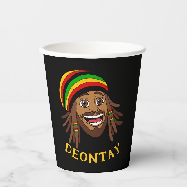 Jamaican Cute Rasta Man Personalized Pappbecher (Vorderseite)