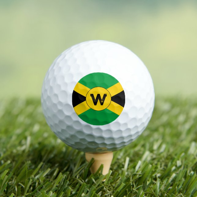 Jamaican Flag Add Your Initial Monogram Golfball (Insitu T-Shirt)