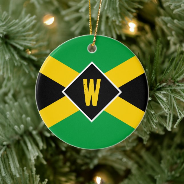 Jamaican Flag Monogram Christmas Keramik Ornament (Baum)