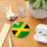Jamaican Flag Weathered Effect One Love Schlüsselanhänger<br><div class="desc">Patriotic weathered effect Jamaican flag double-sided keyring. On reverse there are two customisable text areas,  where you can add your own slogan and name</div>