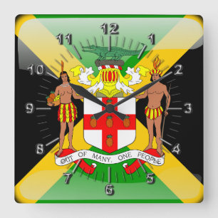 Jamaican glossy flag quadratische wanduhr
