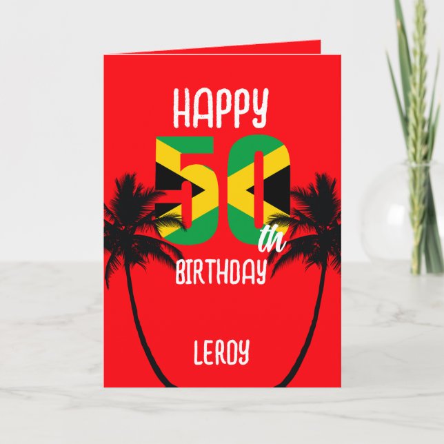 Jamaican Happy 50. Geburtstag Karte (Vorderseite)