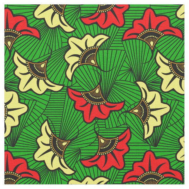 Jamaican Rasta African Biloba Blume Pattern Stoff (Nahaufnahme)