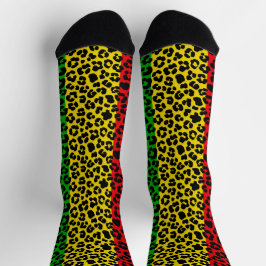 Jamaican Rasta Flag Farben Leopard Print Socken