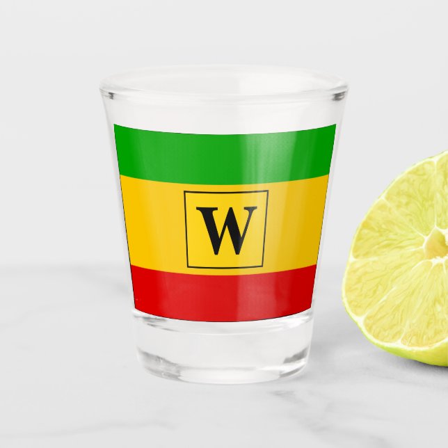 Jamaican Rasta Flag Monogram Schnapsglas (Vorderseite)