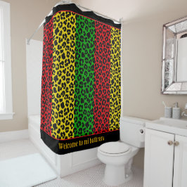 Jamaican Rasta Rot-Gelber Leopard-Druck Duschvorhang