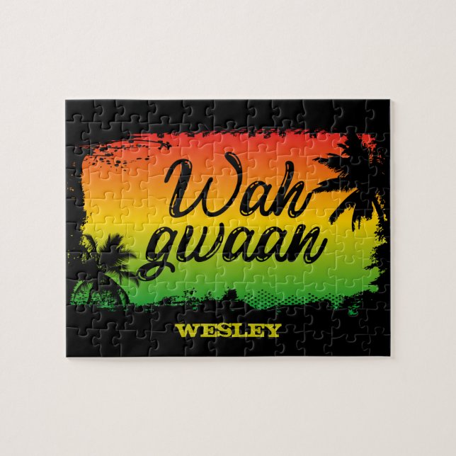 Jamaican Rastafarian Wah Gwaan Hello Tropical Palm (Horizontal)