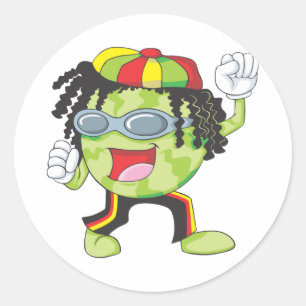 Jamaican Watermelon Dancing Runder Aufkleber
