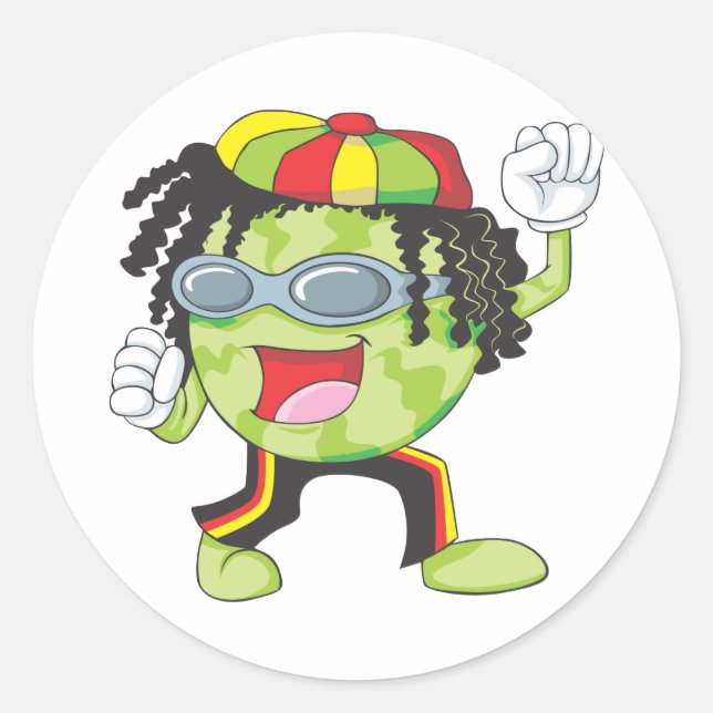 Jamaican Watermelon Dancing Runder Aufkleber (Vorderseite)