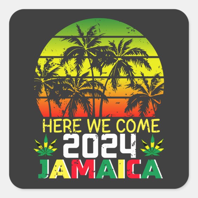 Jamaika 2024 kommt quadratischer aufkleber (Vorderseite)