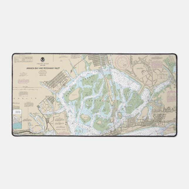 Jamaika Bay und Rockaway Inlet Nautic Chart Schreibtischunterlage (Vorderseite)